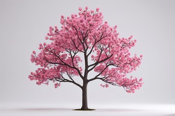 Obraz premium arafed tree with pink flowers on a white background