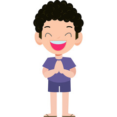 Songkran festival thai kid Traditional enjoy splashing water Thailand Traditional Illustration flat