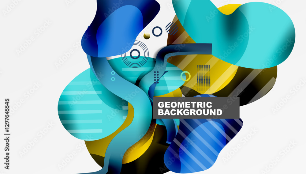 Poster Abstract background - Lines circles and liquid shapes