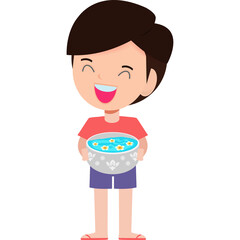 Songkran festival thai kid Traditional enjoy splashing water Thailand Traditional Illustration flat