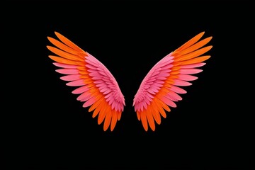 there is a pink and orange wing on a black background