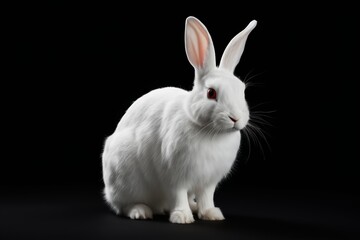 Obraz premium arafed white rabbit with red eyes sitting on a black surface