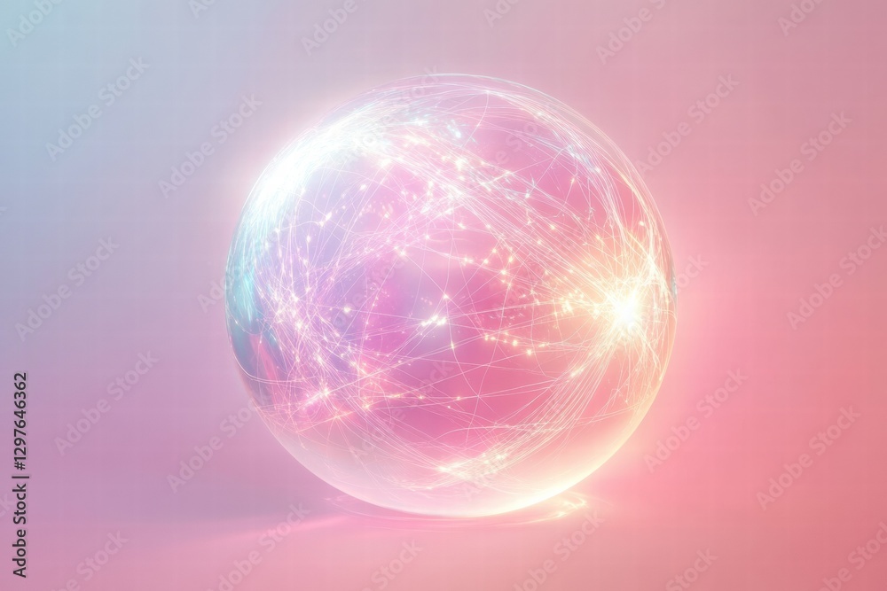 Poster Colorful sphere with glowing connections representing digital technology trends and networks. Generative AI