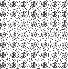 Multi-layered circles and small lines that look like twig debris.
