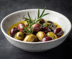 Savoring mixed olives gourmet cuisine food photography rustic kitchen close-up culinary delight