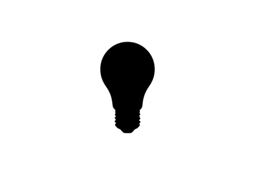 Black Light Bulb Silhouette with Transparent Background - Powered by Adobe