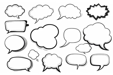 a bunch of speech bubbles are drawn in a line