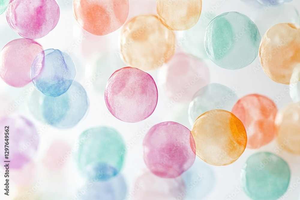 Poster Colorful translucent spheres suspended in a soft light create a dreamy atmosphere in this artistic display