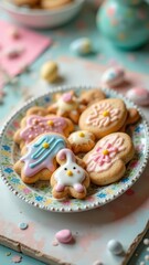 Obraz premium Freshly baked cookies on a white plate - Generative AI