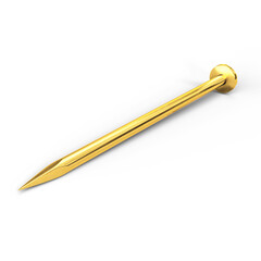 High-Quality Gold Nail Isolated on White Background. 3D Illustration. File with Clipping Path