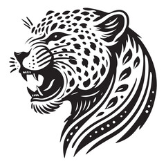 Roaring Jaguar Vector Illustration Fierce Animal Design Detailed Graphics