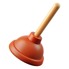 Red 3D Plunger. Plumber equipment. Toilet cleaning tool. Isolated on white background. Cartoon plastic style icon