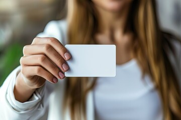 Sharp Image of Student Girl Hand Showing Blank Credit Card to Camera