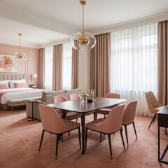peach pink soft Presidential Suite design Farmhouse nordic decor