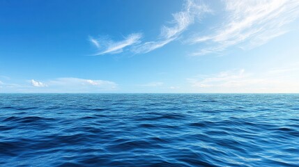 Obraz premium Vast ocean horizon open waters digital illustration serene environment wide angle midjourney concept