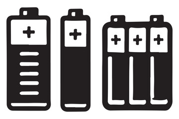 Batteries Collection Illustration Representing Power Source and Energy Storage