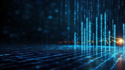 Visualize data trends digital space bar graph abstract environment modern viewpoint midjourney concept