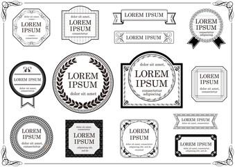 Set Of Monochrome Labels With Text Space Isolated On A White Background. Vector Illustration.
