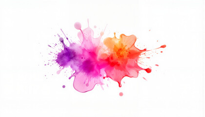 Colorful paint splashes on white background