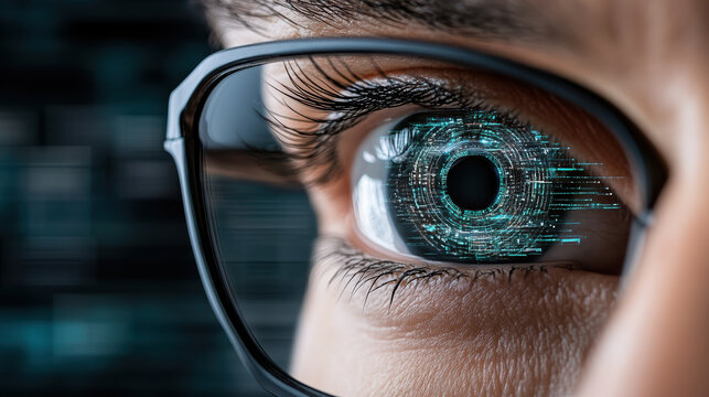 futuristic biometric security system scanning user eye - Powered by Adobe