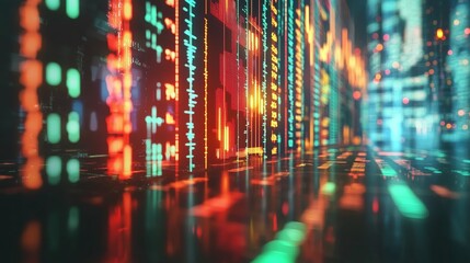 Fototapeta premium Abstract Digital Data Visualization with Colorful Light Streams