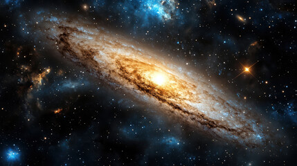 Fototapeta premium stunning galaxy with bright core and swirling stars in deep space