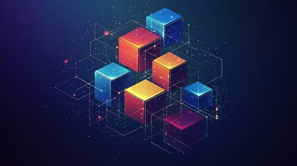 Abstract blocks representing teamwork and growth, building towards success, colorful design, interconnected pieces, symbolizing strategic progress and unity