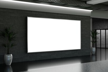 empty room with a picture frame | Billboard Frame on Wall Mockup Photos