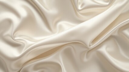 Fototapeta premium Smooth Cream Satin Fabric with Soft Drapery and Elegant Texture