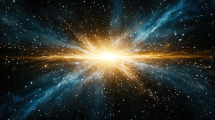 Fototapeta premium stunning cosmic scene showcasing bright explosion of light space, surrounded by stars and