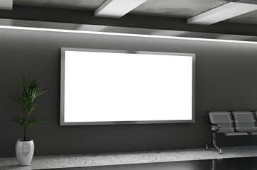 empty room with a picture frame | Billboard Frame on Wall Mockup Photos