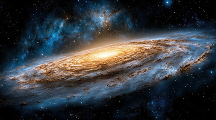 Fototapeta premium stunning galaxy with bright core and swirling arms, showcasing cosmic beauty