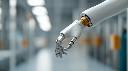 Precision Engineering Closeup of Titanium Robotic Arm in Industrial Environment Technology Concept