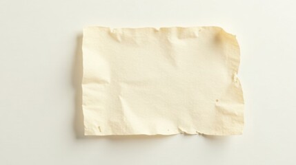 Obraz premium A single off-white crumpled piece of paper with irregular edges and small holes, isolated on a neutral background