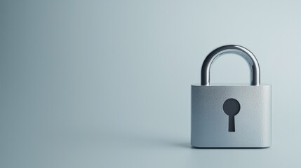 Fototapeta premium A minimalist silver padlock on a light background, symbolizing security and protection.