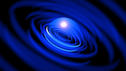 Blue Neon Glowing Circle Line Geometric Abstract Design with Depth and Texture in 3D