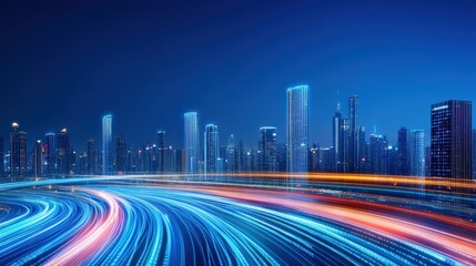 Fototapeta premium High-tech metropolis urban landscape digital art futuristic environment aerial view modern cityscape