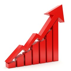 Red Upward Arrow Graph Indicating a Rising Trend Business Growth Concept