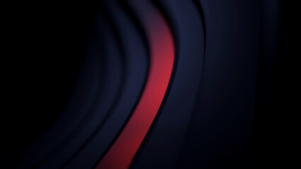 Dark Black Wavy Line with Red Line Geometric Abstract in 3D