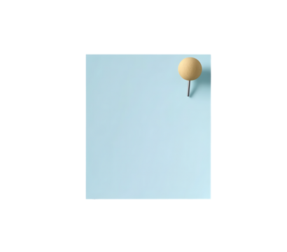 A light blue sticky note with a wooden pin isolated on white background.PNG