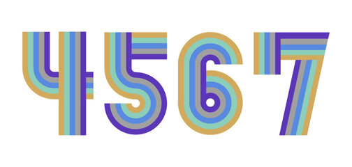 4,5,6,7　数字　ナンバー　デザイン　虹　カラー3
