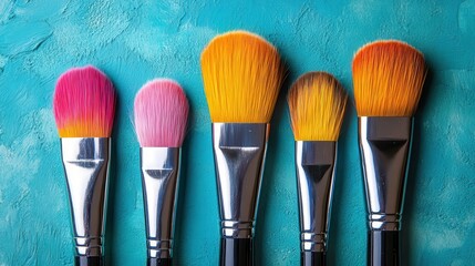 Vibrant Brushes on Canvas with Bright Accents