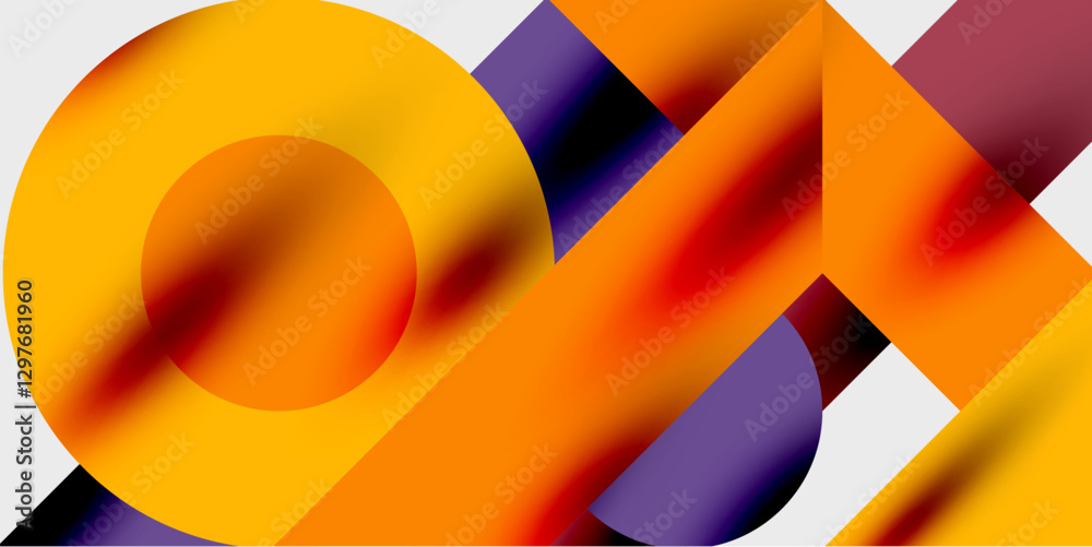 Aufkleber Modern abstract background featuring circles, lines, and triangles in a dynamic geometric composition. Perfect for stylish, tech, or creative-themed designs