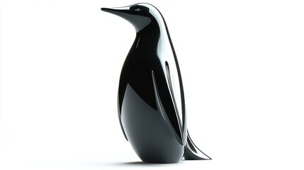 Glossy penguin figurine standing in a white background