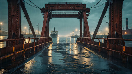 Mysterious Dock at Dusk with Reflections