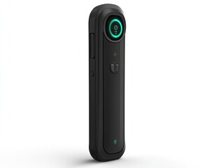 Obraz premium Sleek black 360-degree action camera with illuminated controls design