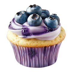 blueberry muffin on white background