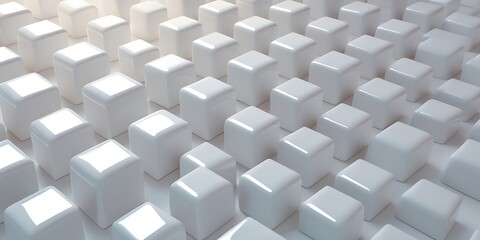 Fototapeta premium Abstract geometric pattern of white cubes with soft lighting and shadows, creating a modern, minimalistic 3D effect. Perfect for backgrounds, wallpapers, and futuristic design concepts.