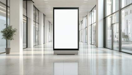 Fototapeta premium Blank Advertisement Display in Modern Building Hallway