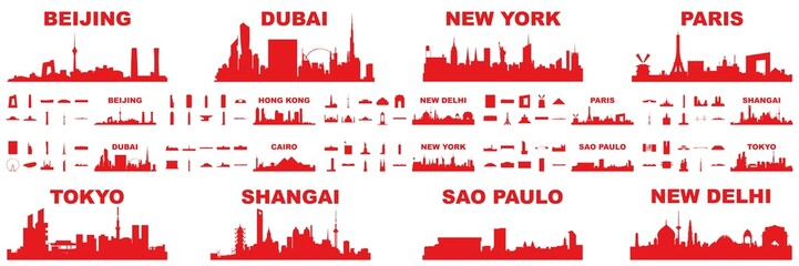 Obraz premium skyline set city collection landmark cityscape png